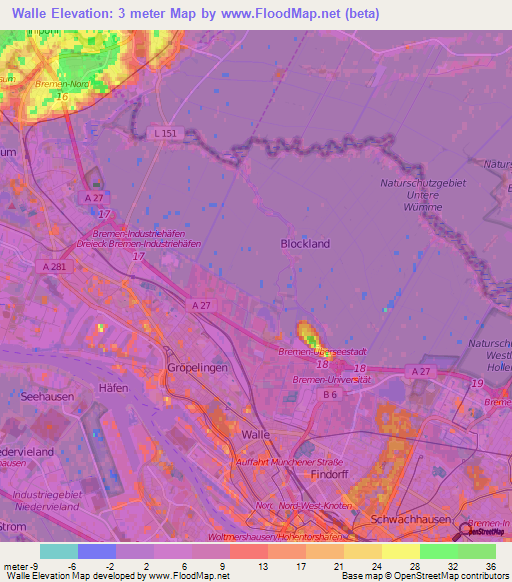 Walle,Germany Elevation Map