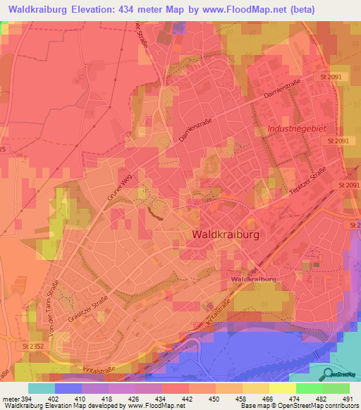 Waldkraiburg,Germany Elevation Map