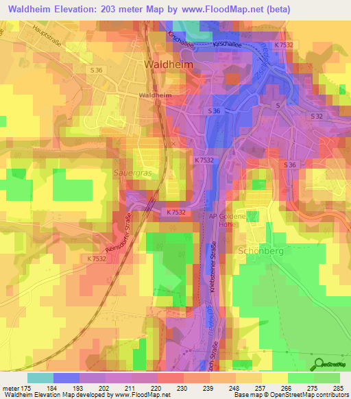 Waldheim,Germany Elevation Map