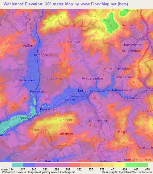 Wahlenhof,Germany Elevation Map