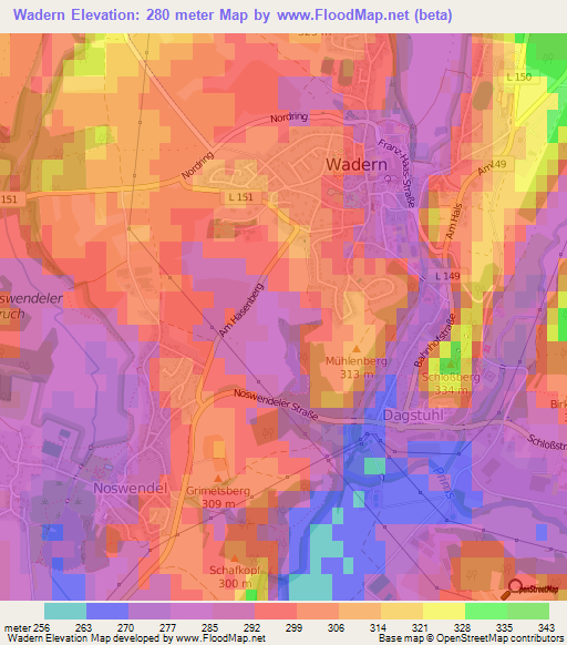 Wadern,Germany Elevation Map