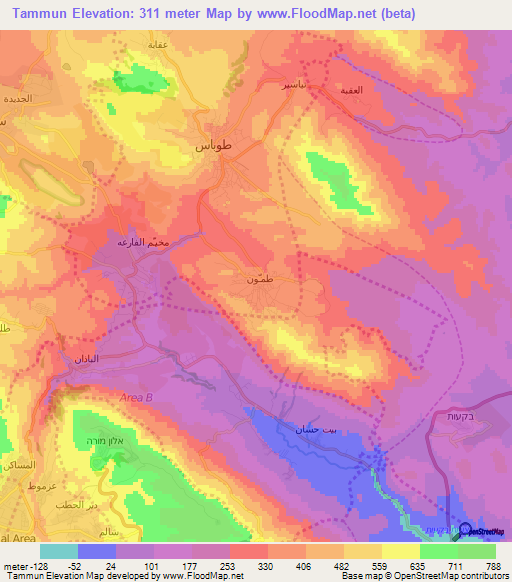 Tammun,Palestinian Territory Elevation Map