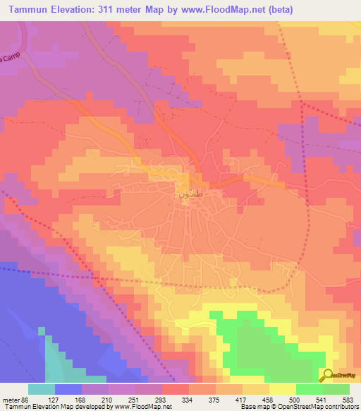 Tammun,Palestinian Territory Elevation Map