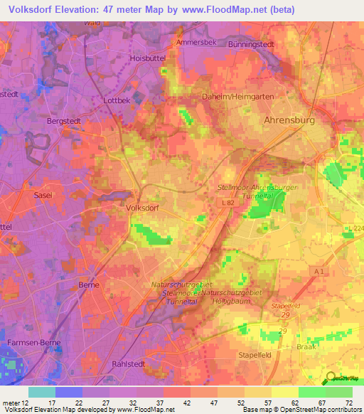 Volksdorf,Germany Elevation Map