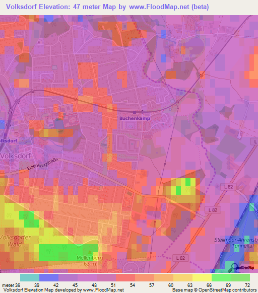 Volksdorf,Germany Elevation Map