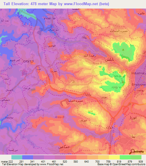 Tall,Palestinian Territory Elevation Map