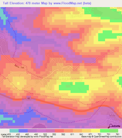 Tall,Palestinian Territory Elevation Map