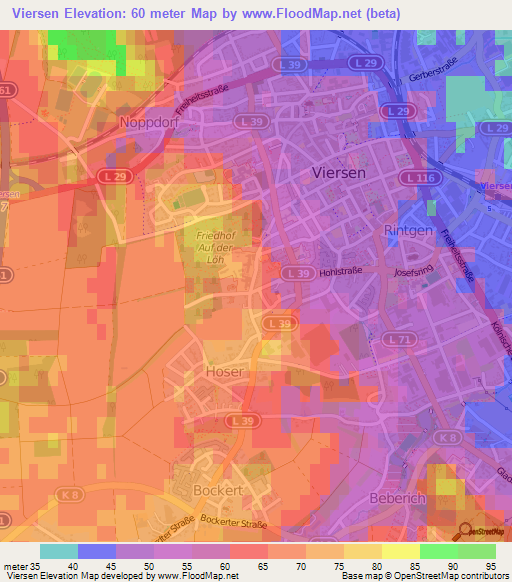 Viersen,Germany Elevation Map