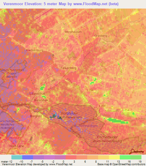 Verenmoor,Germany Elevation Map