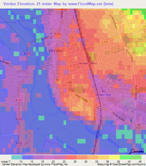 Verden,Germany Elevation Map