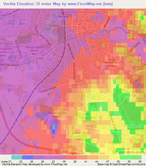 Vechta,Germany Elevation Map