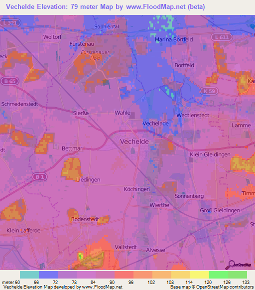 Vechelde,Germany Elevation Map