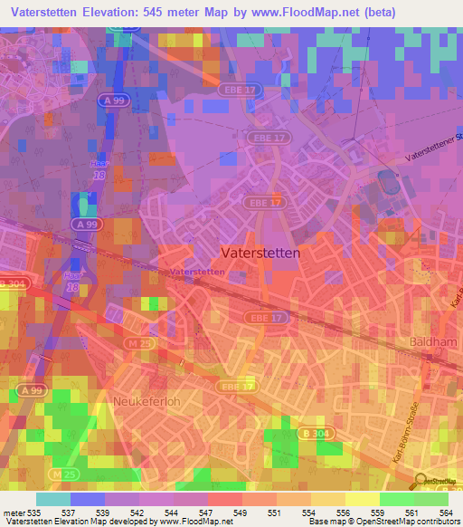 Vaterstetten,Germany Elevation Map