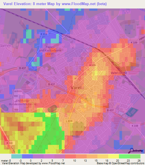 Varel,Germany Elevation Map