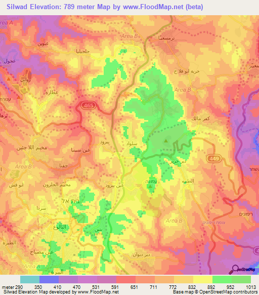 Silwad,Palestinian Territory Elevation Map