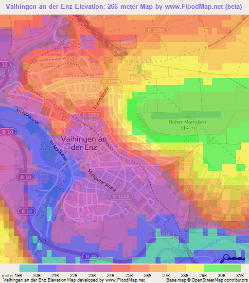 Vaihingen an der Enz,Germany Elevation Map