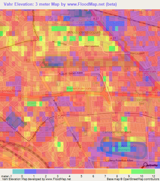 Vahr,Germany Elevation Map