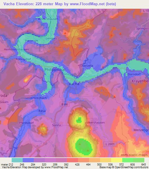 Vacha,Germany Elevation Map