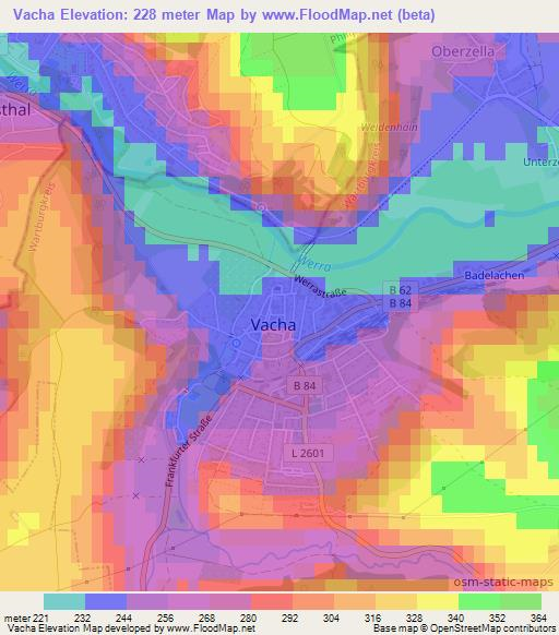 Vacha,Germany Elevation Map