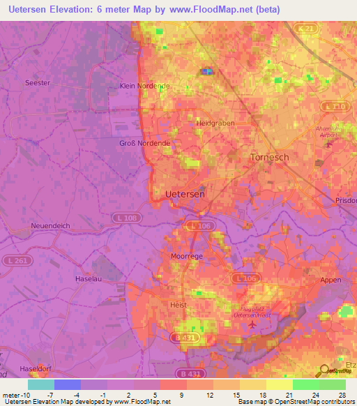 Uetersen,Germany Elevation Map