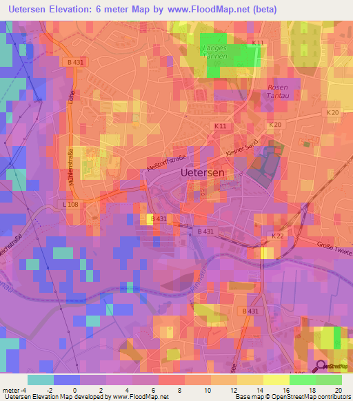 Uetersen,Germany Elevation Map