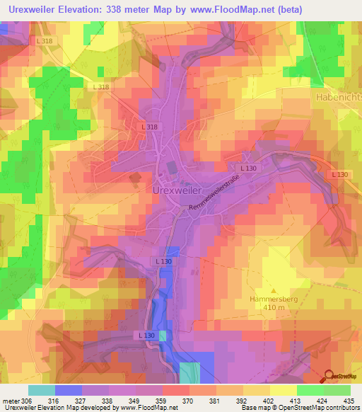 Urexweiler,Germany Elevation Map