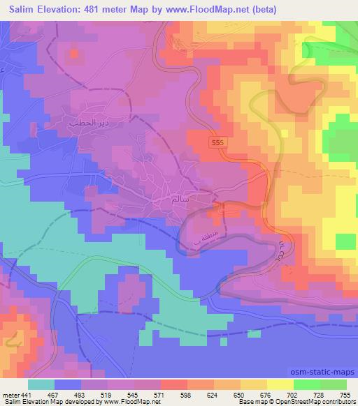 Salim,Palestinian Territory Elevation Map