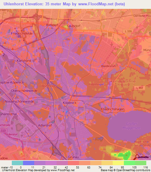 Uhlenhorst,Germany Elevation Map