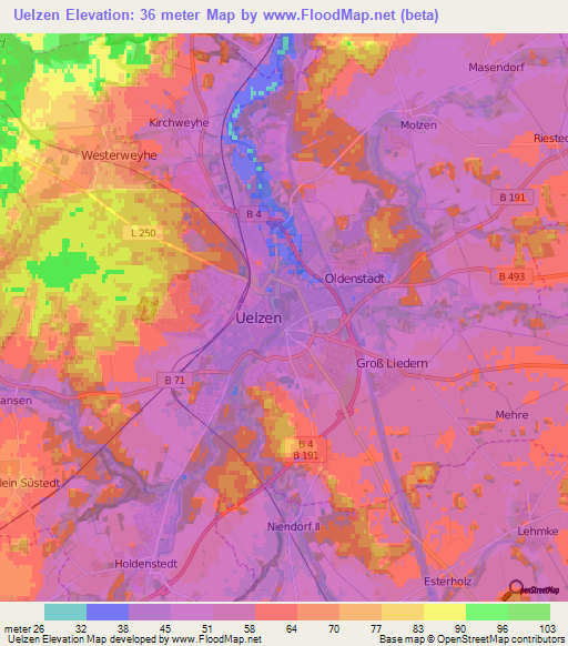 Uelzen,Germany Elevation Map