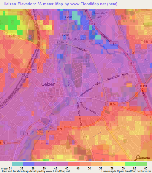 Uelzen,Germany Elevation Map