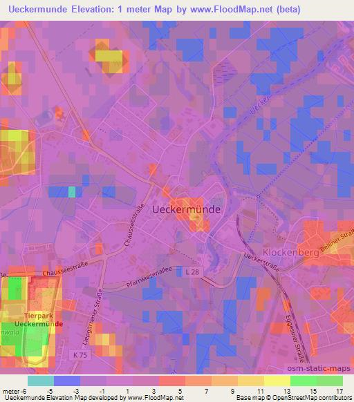 Ueckermunde,Germany Elevation Map