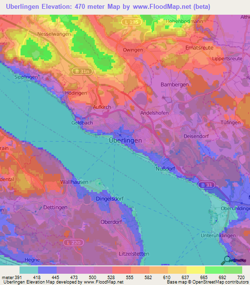 Uberlingen,Germany Elevation Map