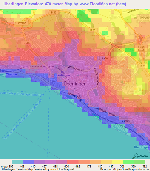 Uberlingen,Germany Elevation Map