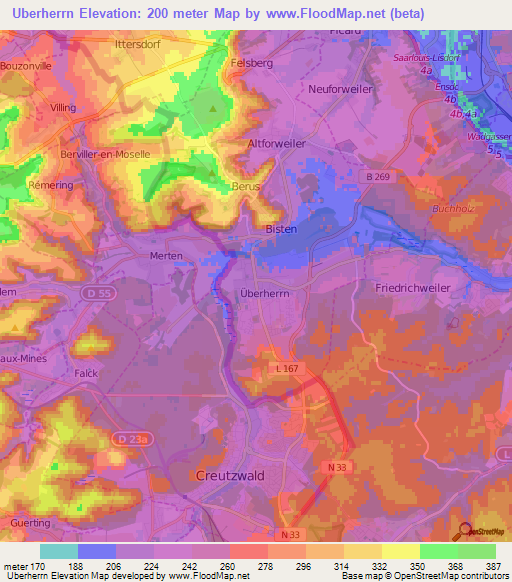 Uberherrn,Germany Elevation Map