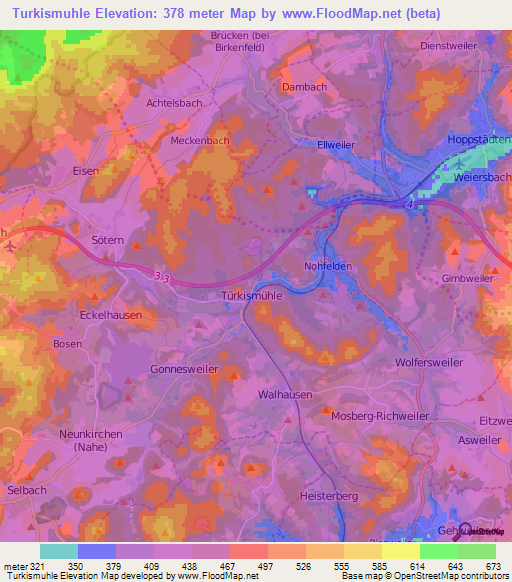 Turkismuhle,Germany Elevation Map