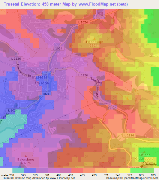 Trusetal,Germany Elevation Map