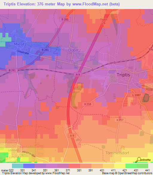 Triptis,Germany Elevation Map