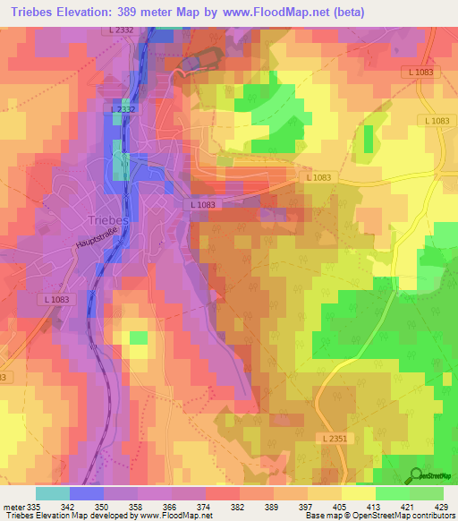 Triebes,Germany Elevation Map