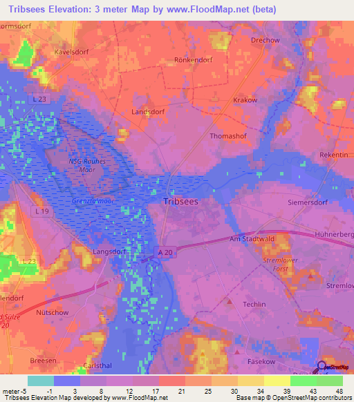 Tribsees,Germany Elevation Map