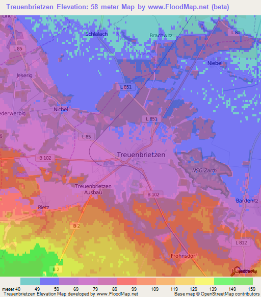 Treuenbrietzen,Germany Elevation Map