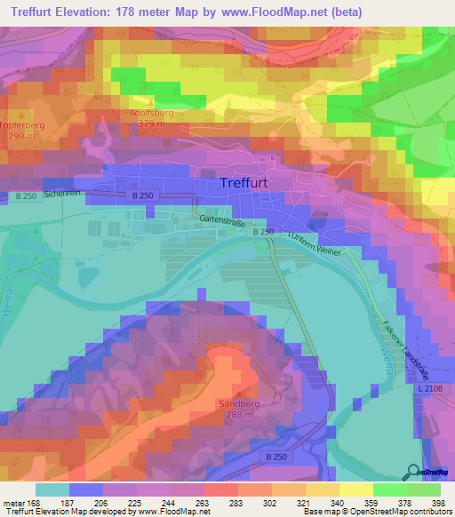 Treffurt,Germany Elevation Map