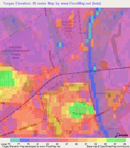 Torgau,Germany Elevation Map