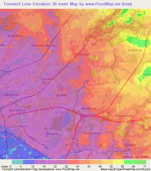 Tonndorf Lohe,Germany Elevation Map