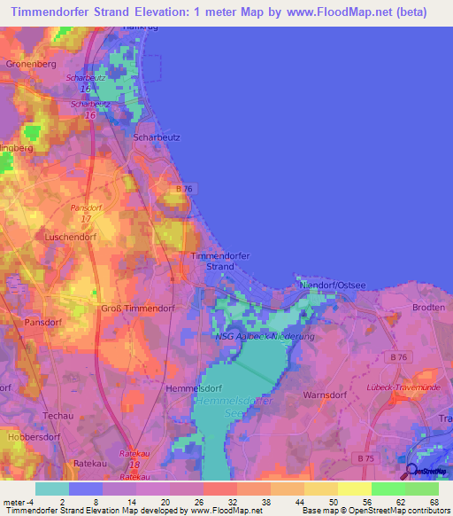 Timmendorfer Strand,Germany Elevation Map