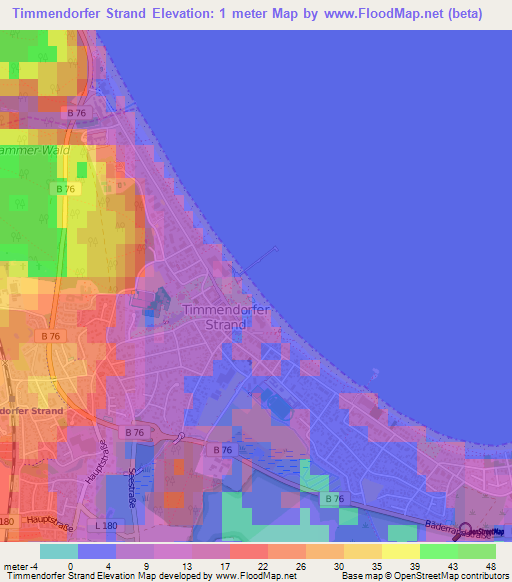 Timmendorfer Strand,Germany Elevation Map