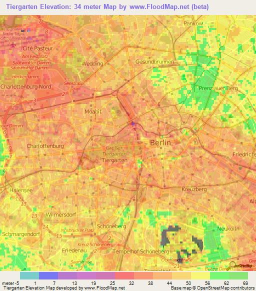 Tiergarten,Germany Elevation Map