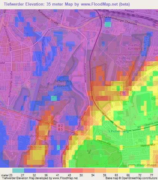 Tiefwerder,Germany Elevation Map