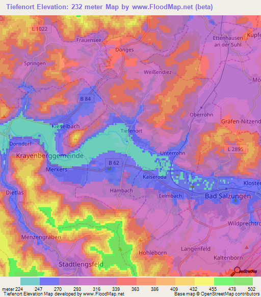 Tiefenort,Germany Elevation Map