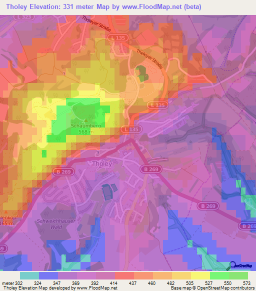 Tholey,Germany Elevation Map