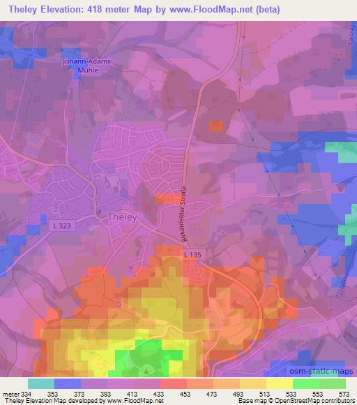 Theley,Germany Elevation Map